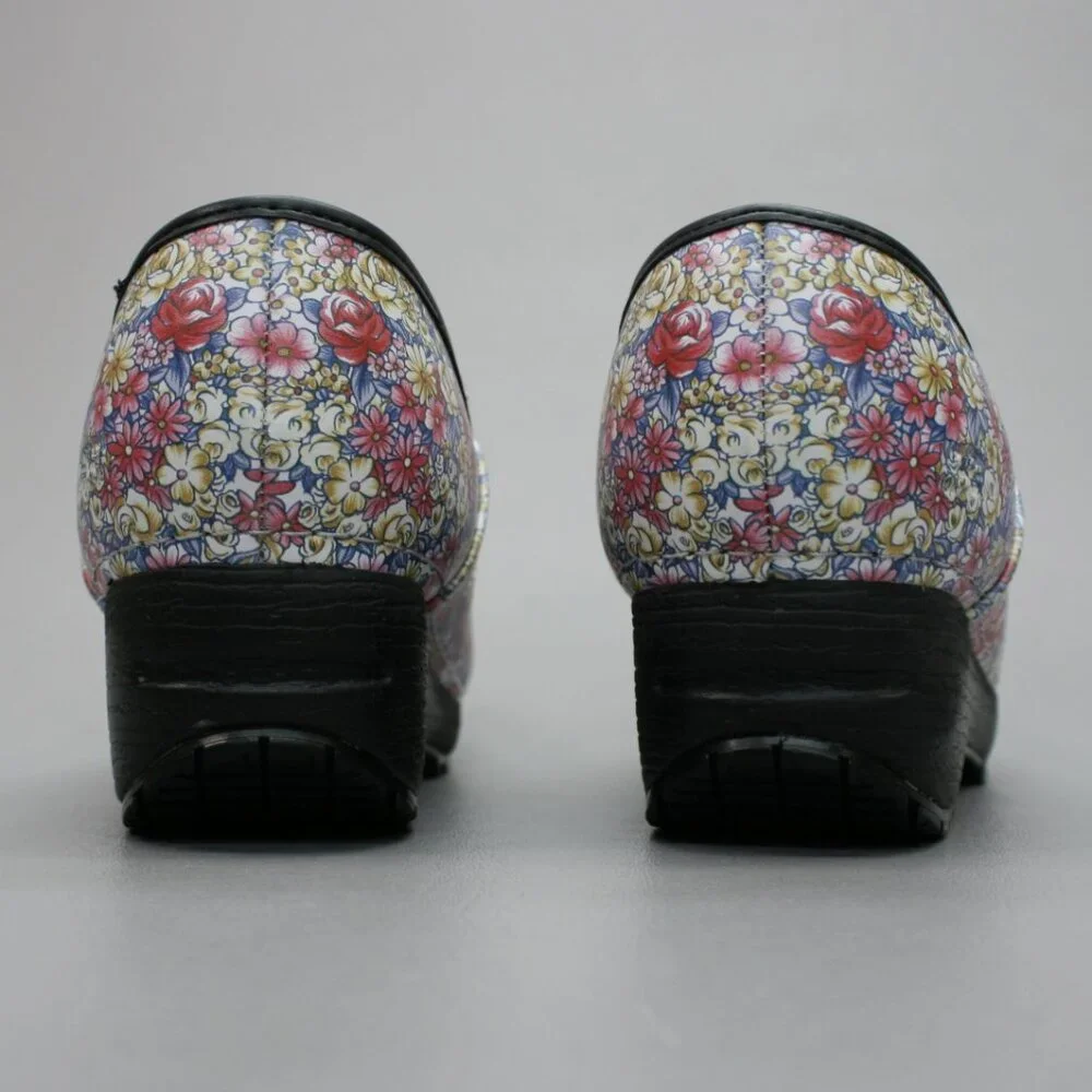 Skechers Ladies 9.5 Candaba Floral Multi Color Leather Nursing Work Clogs Shoes - Picture 3 of 12